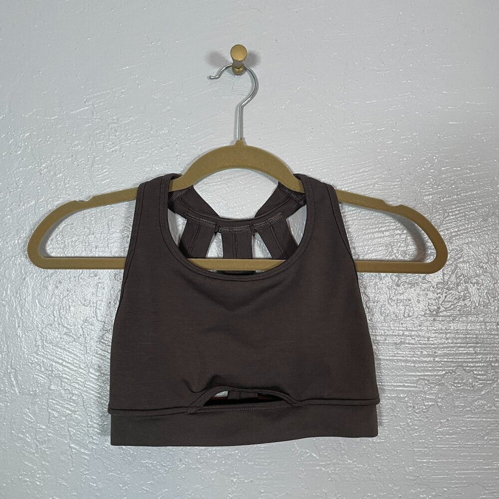 Alphalete Women XS Mocha Brown Trinity Sports Bra Compression Padded Athletic